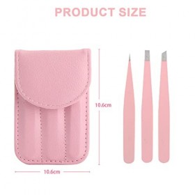 CUHZA Pince à épiler professionnelle 3 pièces - Pince à épiler antidérapante - Kit de pince à épiler de précision en acier in