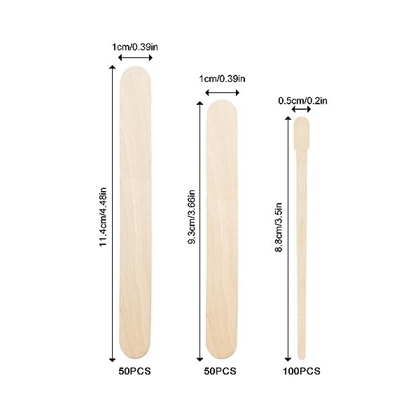 200 Pièces Bâtons de Cire en Bois Spatules de Cire Applicateurs dÉpilation à Sourcils Bâtons dArtisanat en Bois Bâtons dÉp