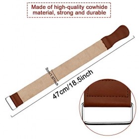 TANCUDER Cuir Rasoir Strop 47 * 5cm Strop Barber Sangles pour Rasage en Cuir Double Face Rasoir Droit dAffûtage à Rasoir Cui