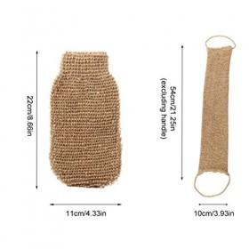 Edinber Lot de 2 gants exfoliants en toile de jute avec sangle pour le dos - Pour le corps et le dos