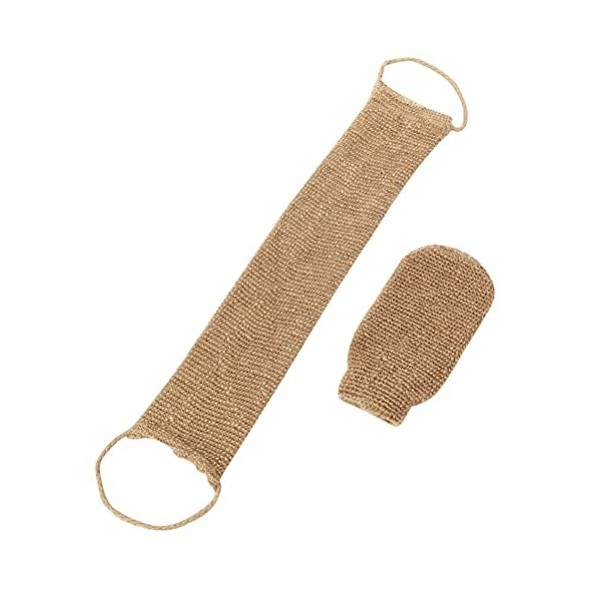 HEITIGN Lot de 2 Sangles de Lavage du Dos en Jute et Gants Exfoliants en Jute, Gants Exfoliants Exfoliants pour le Dos pour l