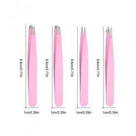 4 pinces de Pince à épiler professionnelle en acier inoxydable pour les sourcils Jeu de précision pour lélimination des poil