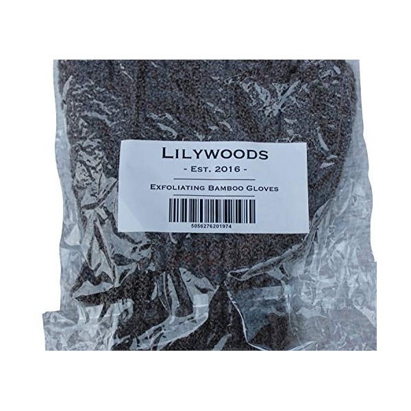 Lilywoods Gants de bain exfoliants en bambou carbonisé — Gant de douche hydratant — Gris, taille unique