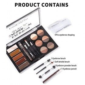 Poudre de sourcils, pâte de sourcils imperméable, plateau de maquillage professionnel, avec stylo de sourcils, brosse et papi