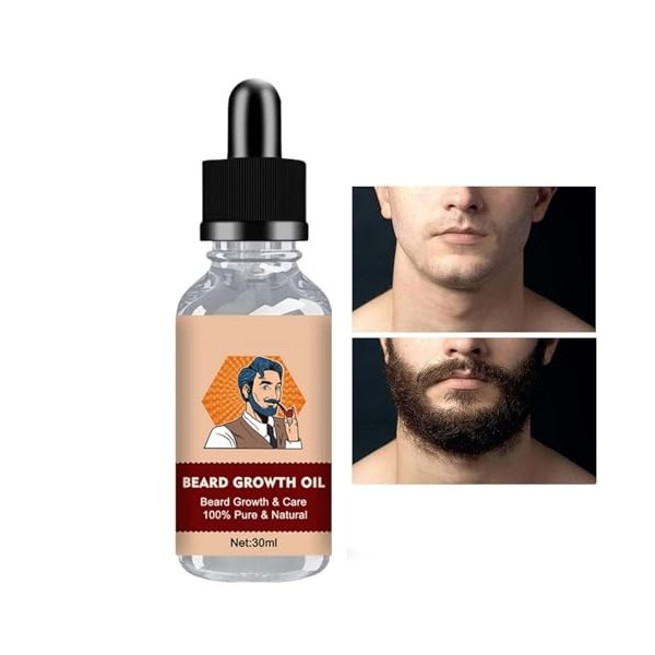 Huile de barbe,Croissance des cheveux de moustache, huile de barbe pour la croissance des hommes - Soin de la barbe 30 ml, hy