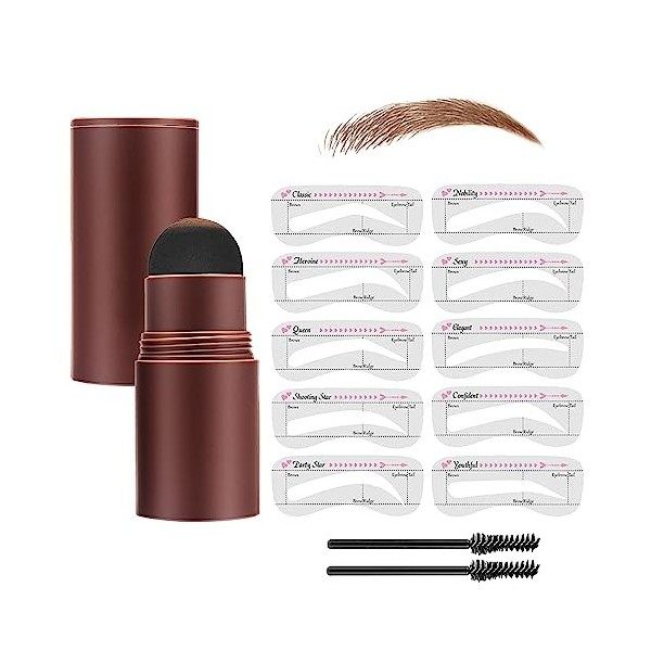 Eyebrow Stamp Kit, Pochoir Sourcils, Eyebrow Stamp avec 10 Pochoir Sourcils Reutilisable et 2 Pinceaux à Crayons à Sourcils, 