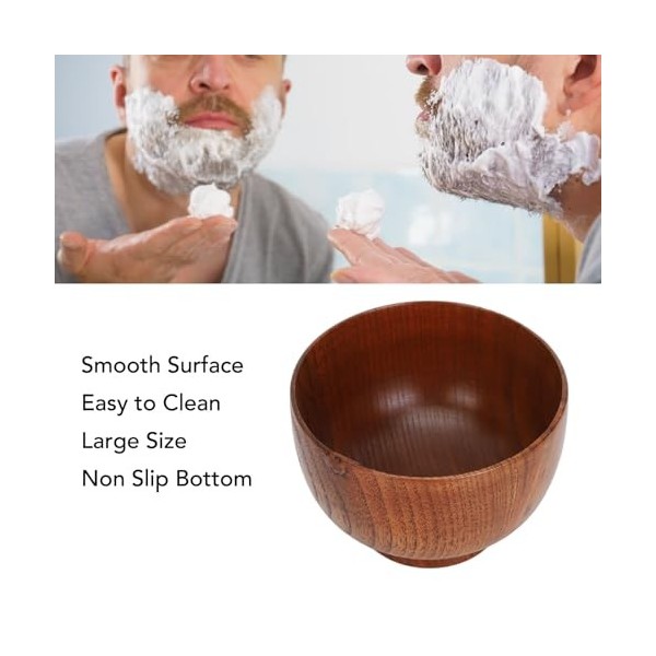 Bol de Rasage en Bois, Tasse de Savon à Large Bouche, Bol de Crème Moussante pour Barbe, Outil de Nettoyage du Visage pour Ho