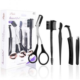 Kit de Sourcils, Portable Ensemble de Soins,avec Pince à Sourcils, Ciseaux à Sourcils,Peigne à Sourcils,Brosse a Sourcils, ki