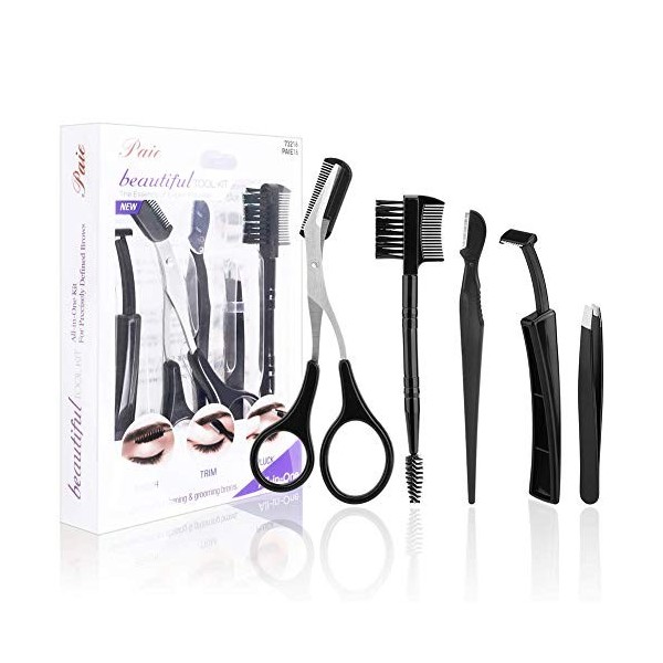 Kit de Sourcils, Portable Ensemble de Soins,avec Pince à Sourcils, Ciseaux à Sourcils,Peigne à Sourcils,Brosse a Sourcils, ki