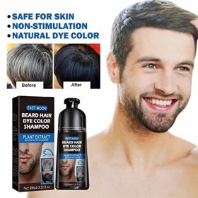 Teinture À Barbe Noire Pour Homme, 100 Shampooing À Barbe À Teinture Noire Instantanée Gris Réduisant Le Lavage La Barbe, Col