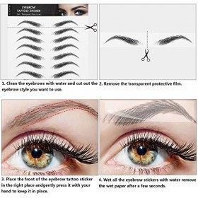 6 Feuilles Autocollants de Sourcils Imperméables Ressemblant à des Cheveux 4D Autocollants de Sourcils Autocollants Toilettag