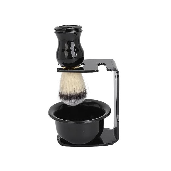 Brosse à Barbe de Poche avec Support et Bol à Savon, Kit de Soins de Barbe pour Hommes pour le Nettoyage et le Coiffage