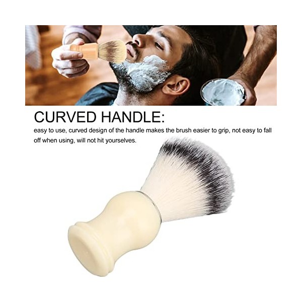 Blaireau de Rasage, Brosse de Barbier à Poignée Incurvée, Brosse de Nettoyage de Barbe Légère et Compacte, Facile à Nettoyer,