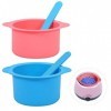 2pcs Chauffe Pot de Cire, Bol Chauffant avec 2pcs Bleu Spatule de Cire en Silicone Bol Chauffant Cire Bougie Réutilisables Co