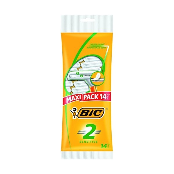 BIC 2 Sensitive Rasoir pour homme - Lot de 14