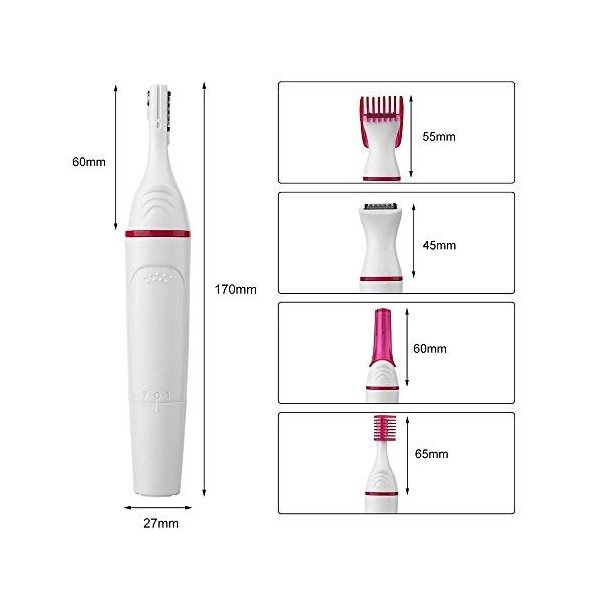 Haude 5 en 1 éPilation Rasoir Machine à Raser éLectrique Femelle Rasoir Tondeuse Convient pour Sourcil Visage Sous les Bras B