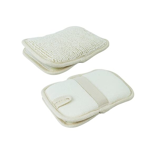 Vivezen - Lot de 2 gants exfoliants rectangles en fibres de bambou 16 x 12 cm avec poignée de maintien