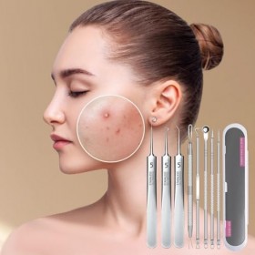 Pincettes à boutons incurvées | Kit délimination des en acier inoxydable, 8 pièces | Pince à épiler incurvée pour enlever le