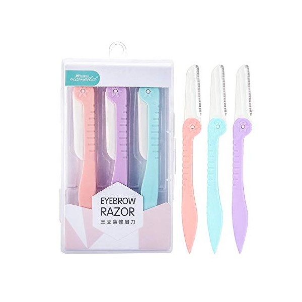 Moguxb Rasoirs de Sourcils 3 Pièces Rasoir à Sourcils Pliable Rasoir Eyebrow Razors Shavers pour Le Visage pour Femmes et Hom