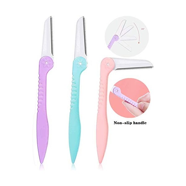 Moguxb Rasoirs de Sourcils 3 Pièces Rasoir à Sourcils Pliable Rasoir Eyebrow Razors Shavers pour Le Visage pour Femmes et Hom