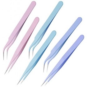 DAGORD 6 pièces Pinces à Épiler en Acier Inoxydable Pince à Épiler Extensions de Cils Pince à Épiler Pointue Droite Pince Poi