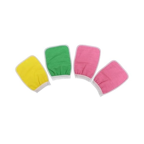 FRCOLOR Lot de 4 gants de massage pour le corps - Serviette de massage pour la peau - Pour enlever les peaux mortes - Pour fe