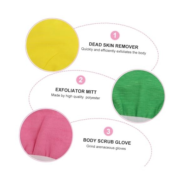 FRCOLOR Lot de 4 gants de massage pour le corps - Serviette de massage pour la peau - Pour enlever les peaux mortes - Pour fe