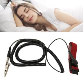 Bracelet de Mise à la Terre, élimine lélectricité Statique, Soulage le Stress, Favorise le Sommeil, avec Câble de 5 M, Métal
