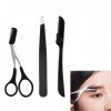 Ensemble Professionnel de Tondeuse à Sourcils, 3 Pièces Ensemble de Pinces à Ciseaux Sourcils, Acier Inoxydable, Petits Cisea