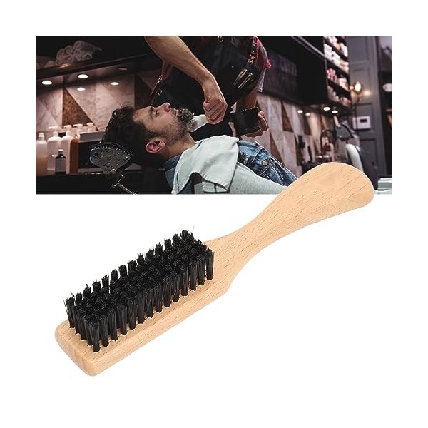 Brosse à Barbe à Poils Durables avec Manche en Bois Massif, Poils de Sanglier Imitation pour un Entretien Doux-opération Faci