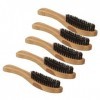 5 Pièces Brosse à Barbe de Barbier, Brosse de Style de Barbe Manche en Bois Brosse de Nettoyage de Style de Barbe pour Hommes