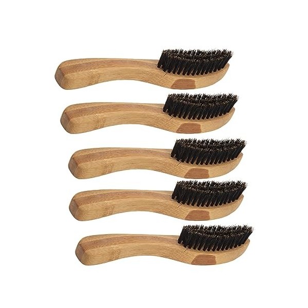 5 Pièces Brosse à Barbe de Barbier, Brosse de Style de Barbe Manche en Bois Brosse de Nettoyage de Style de Barbe pour Hommes