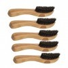 5 Pièces Brosse à Barbe de Barbier, Brosse de Style de Barbe Manche en Bois Brosse de Nettoyage de Style de Barbe pour Hommes