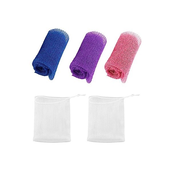 Lot de 3 filets de bain Filets à savon de 2 Filets gommants africains Filets africains en nylon Filets longs moussants pour r