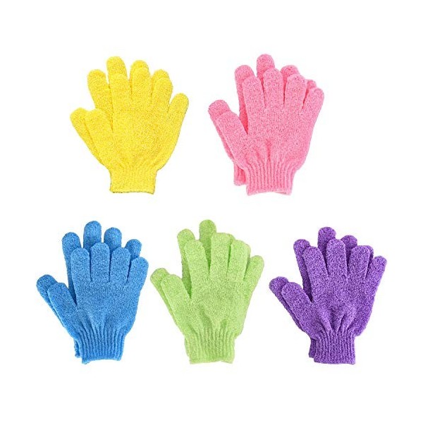 Gants Exfoliants, Douche Bain Gants Double-face Gommage Corps Couleurs Assorties pour Hommes Femmes Enfants 10 pièces