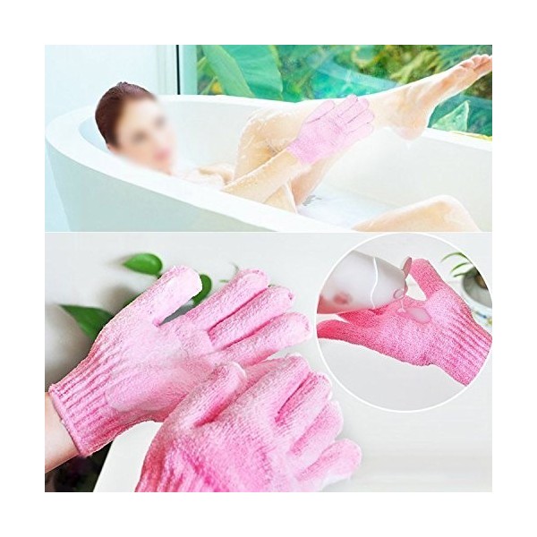 Gants Exfoliants, Douche Bain Gants Double-face Gommage Corps Couleurs Assorties pour Hommes Femmes Enfants 10 pièces