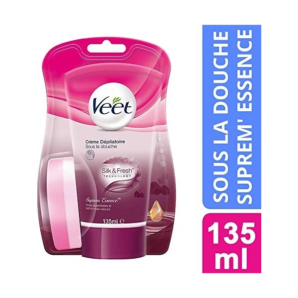 Veet Crème Dépilatoire SupremEssence aux Huiles Essentielles - Sous la Douche - 135 ml