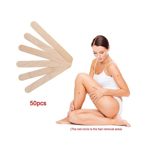 Bonbela 50Pcs à la Cire en Bois Spatules Épilation bâton Applicateurs Langue Professionnelle du Visage Spa Abaisse Outil Daub