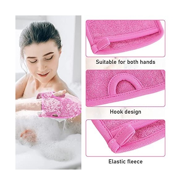 ProsXinty 2 pièces gants exfoliants, gant exfoliant corps, gant gommage corps, Pour exfoliation, nettoyage en profondeur des 