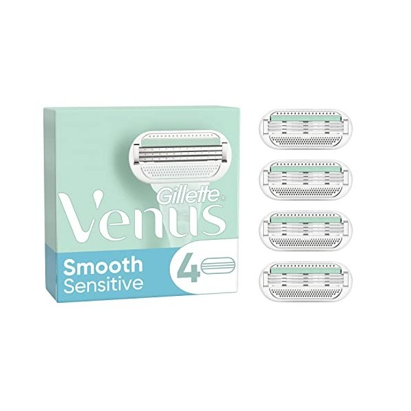 Gillette Deluxe Smooth Sensitive Recharges De Lames X4, Pour Femme, À 3 Lames