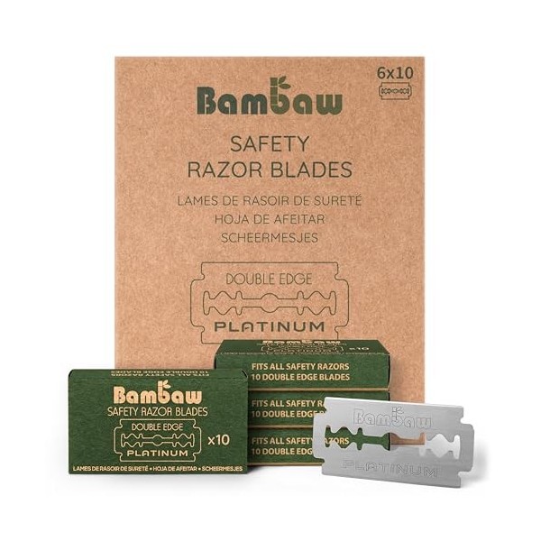 Bambaw – Lames Rasoir de Sureté en Acier Inoxydable Suédois – Lot de 60