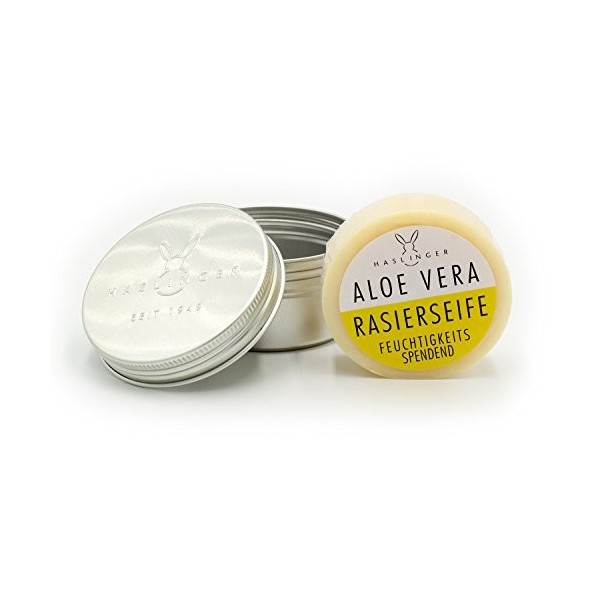 Boîte métallique avec savon à raser Aloe Vera