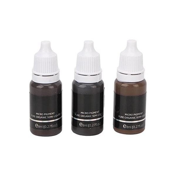 Microblading Brow Tattoo Ink, 3pcs Brow Microblading Pigments Black Light Dark Brown Eyebrow Tattoo Ink for Practice Real Per