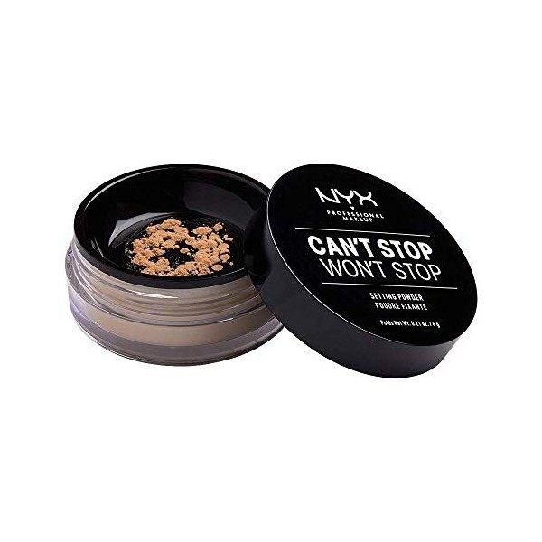 NYX Professional Makeup Poudre Libre Fixante Cant Stop Wont Stop, Fini Mat, Absorption de lExcès de Sébum, Teinte : Light 