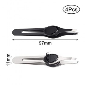 Lot de 4 pinces à épiler en acier inoxydable antidérapantes à pointe inclinée pour épilation et épilation des poils du visage