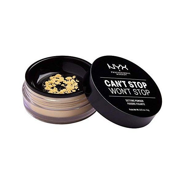 NYX Professional Makeup Poudre Libre Fixante Cant Stop Wont Stop, Fini Mat, Absorption de lExcès de Sébum, Teinte : Light 
