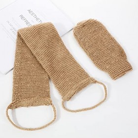 Junxcj Lot de 2 gommages en toile de jute pour le corps - Gant exfoliant pour le corps - Gant exfoliant en lin pour le corps 