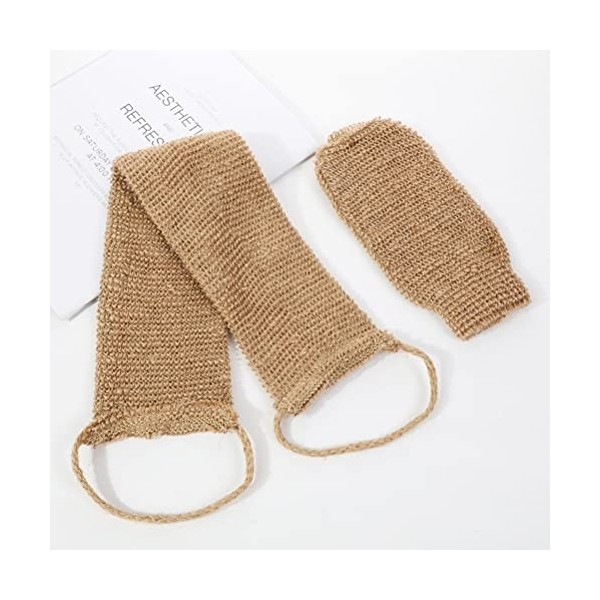 Junxcj Lot de 2 gommages en toile de jute pour le corps - Gant exfoliant pour le corps - Gant exfoliant en lin pour le corps 