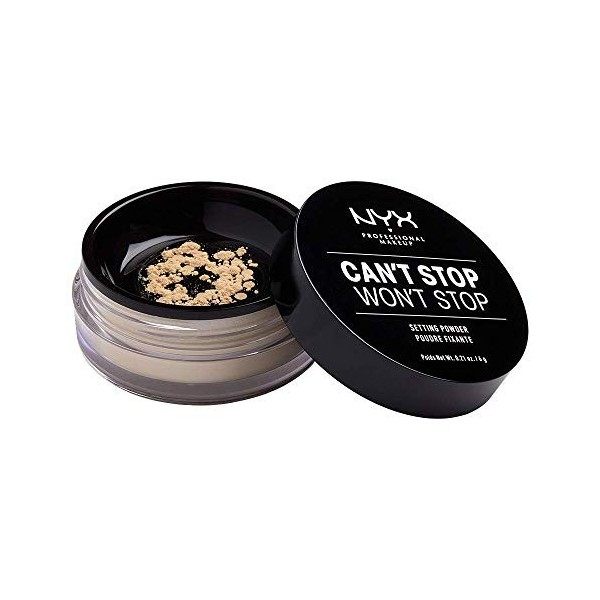 NYX Professional Makeup Poudre Libre Fixante Cant Stop Wont Stop, Fini Mat, Absorption de lExcès de Sébum, Teinte : Light 