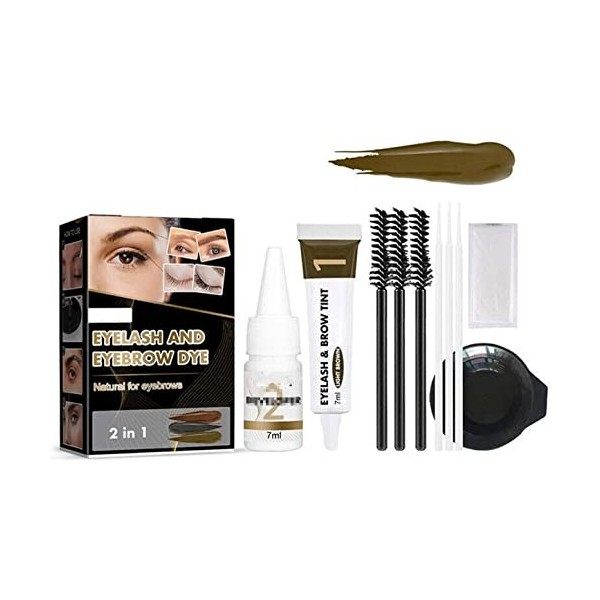 2 In 1 Semi-permanent Eyebrow Eyelashres Dye Tint Kit Brow Lashes Tattoo Cream, Teinture Sourcils Semi-permanent, Lash & Brow